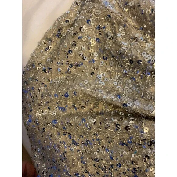 Badgley Mischka Womens Karmin Gown Dress Black Lace Overlay Sequined Gown Sz 8 - Picture 10 of 15